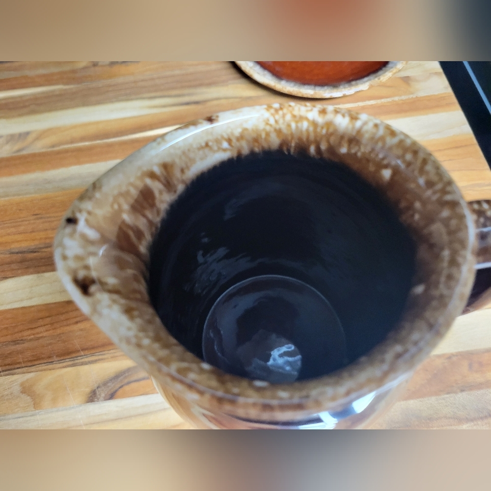 Vintage Hull Oven Proof 6.5” Brown Drip Glaze Pottery Pitcher USA & Plate‎ - Picture 7 of 13